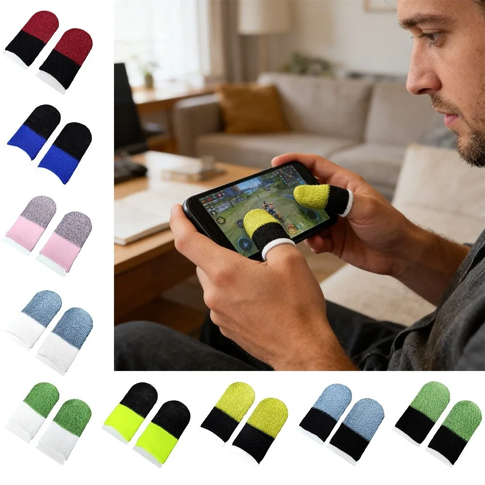 Dualcolor Touchscreen Finger Covers Anti Slip Breathable Gaming Finger Sleeves Super Thin Sweatproof Thumb Gloves