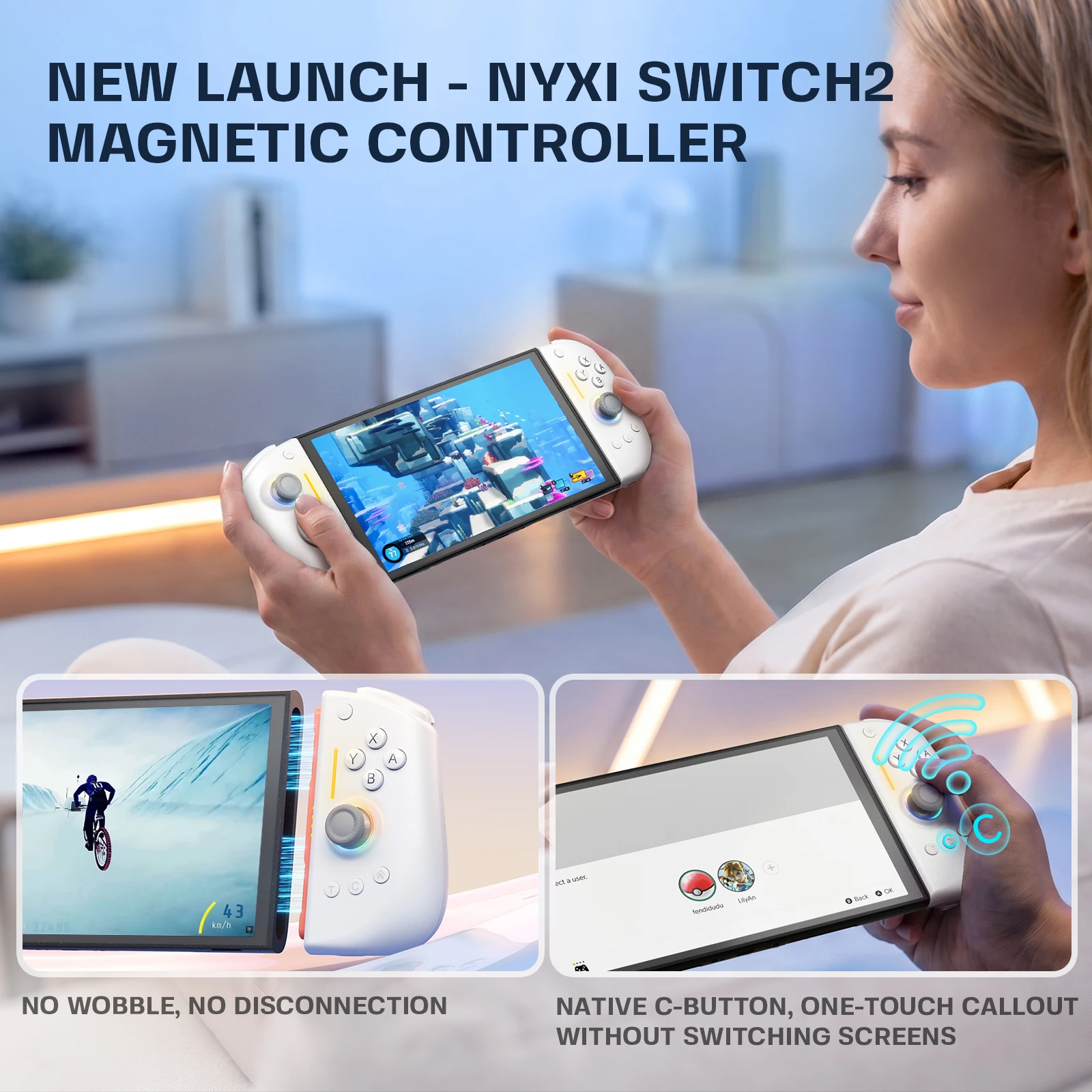 NYXI Hyperion 3 Kabelloser JoyPad für Switch 2 Weiß – Detail 2
