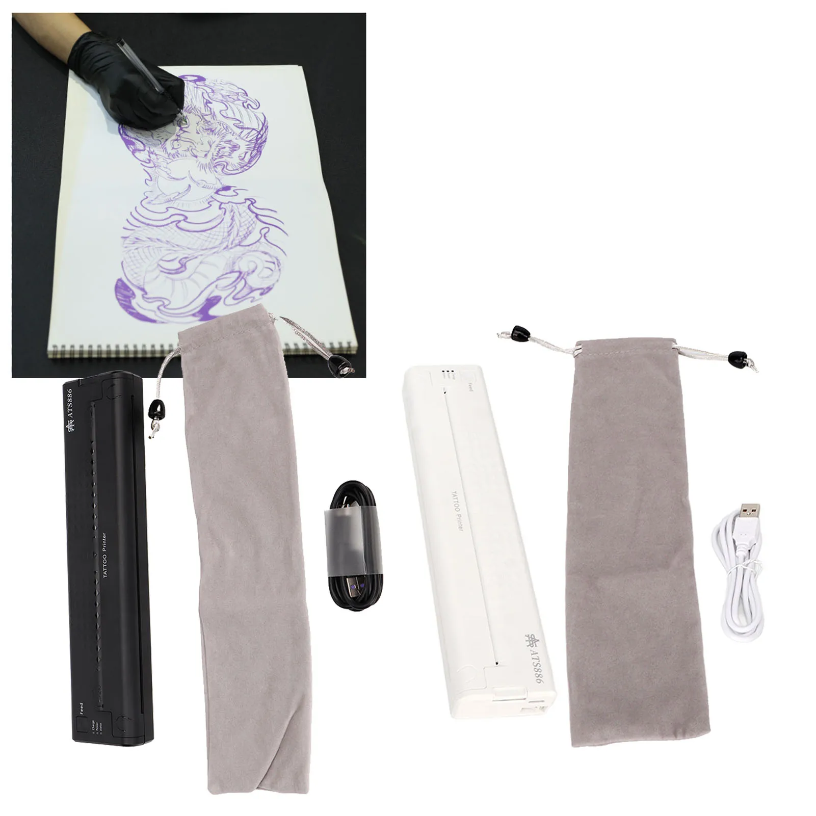

Mini Thermal Tattoo Transfer Copier Clear Patterns Tattoo Transfer Printer with 1200mAh Battery Tattoo Stencil Transfer Printer
