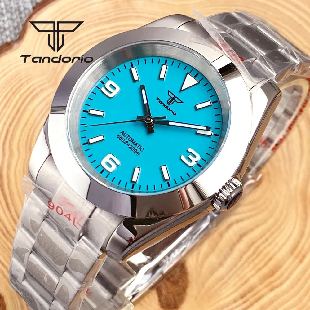 Imagem -05 - Tandorio-classic Steel Relógio Mecânico Automático para Homens Relógio Luminoso Moldura Polida Vidro de Safira Fecho Deslizante Nh35a 36 mm 39 mm