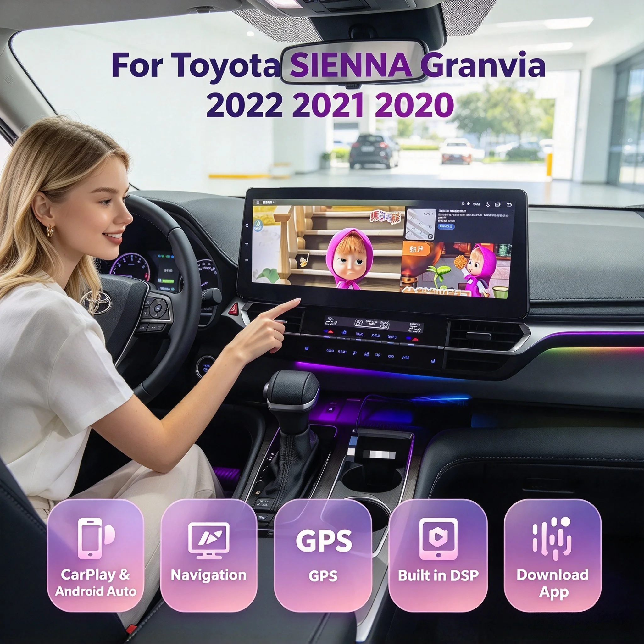 R 12.3'' Android 14  Screen For Toyota SIENNA Granvia 2022 2021 2020 Stereo Car Radio Autoradio CarPlay Multimedia Video Player