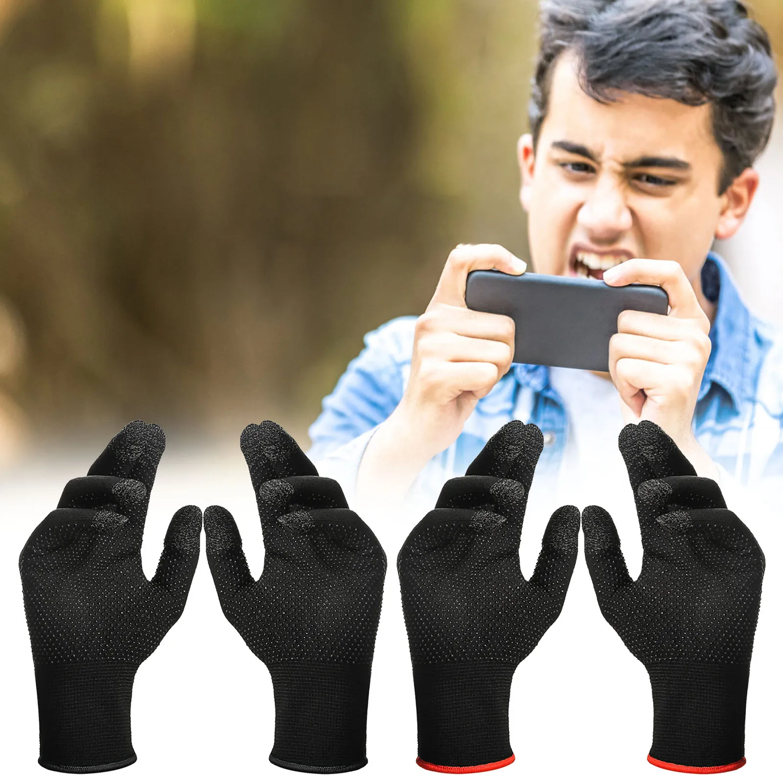 Guantes Térmicos de invierno de 2 piezas, guante de pantalla táctil, dedo táctil con puntos, Gel de sílice, palma, diseño antideslizante, soporta casi