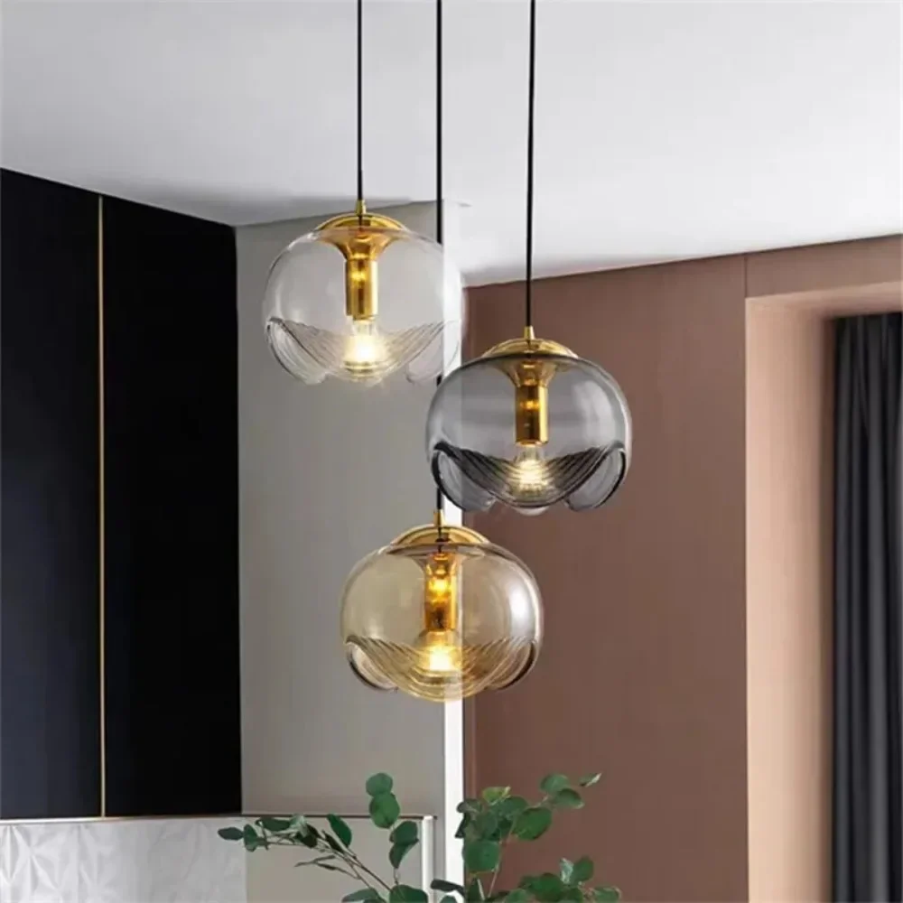 Lampes suspendues modernes à LED en verre, ampoules pour cuisine, chambre à coucher, table, salle à manger, lampe de face, abat-jour, lustre de maison