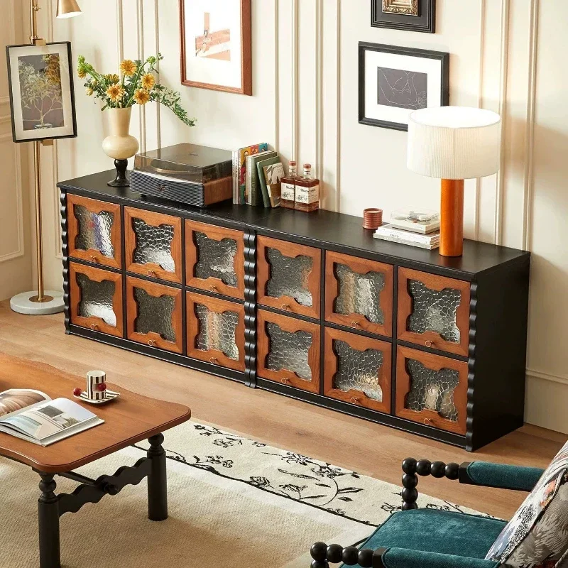 Medieval audio-visual storage system | Floor-to-ceiling combination TV cabinet, integrated design reshapes living room order