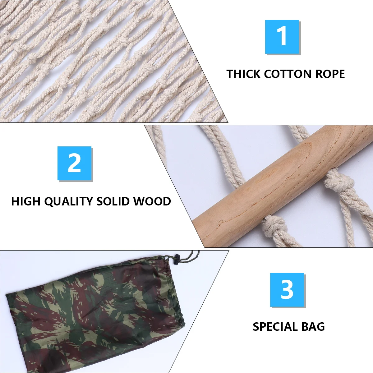 

1 pc Portable Lightweight Hammock Swing Durable Outdoor Leisure Bed For Camping Hanging Chair With Wood Sticks Mesh Sleeping
