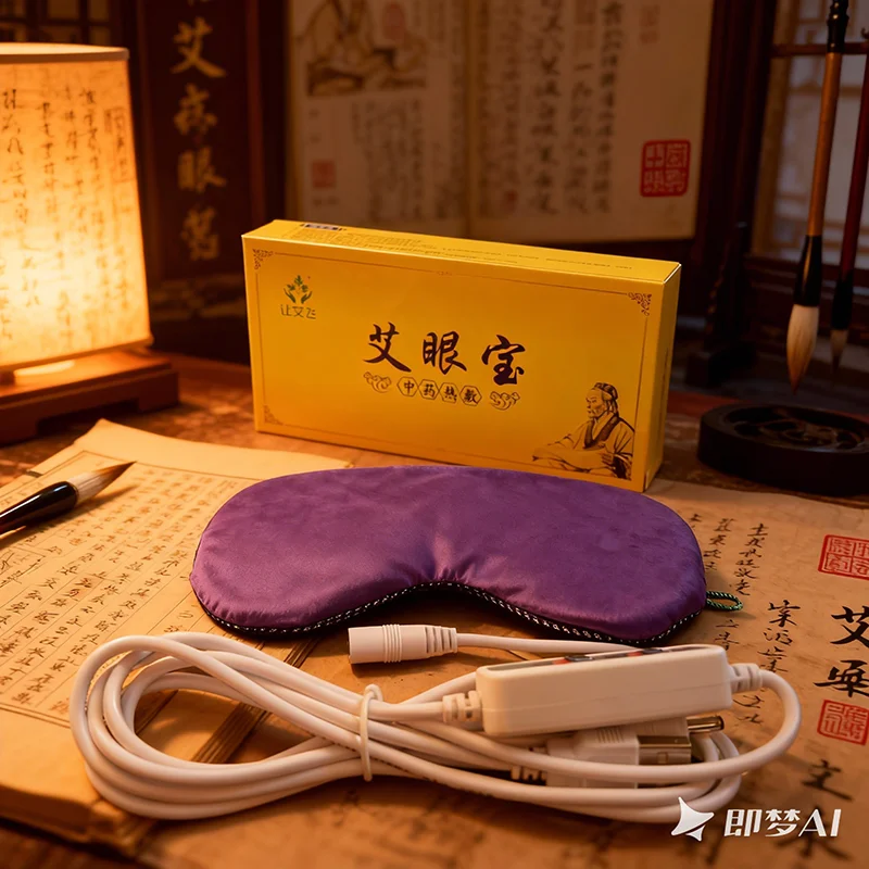 

USB Electric Mugwort Eye Mask, Heating Steam Compress with Timer, Adjustable Temperature