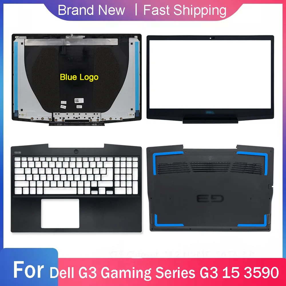 New Bottom Case For Dell Inspiron G3 15 3590 3500 P89F Laptop Back Cover Front Bezel Palmrest Upper Hinges Rear Lid Black 03HKF