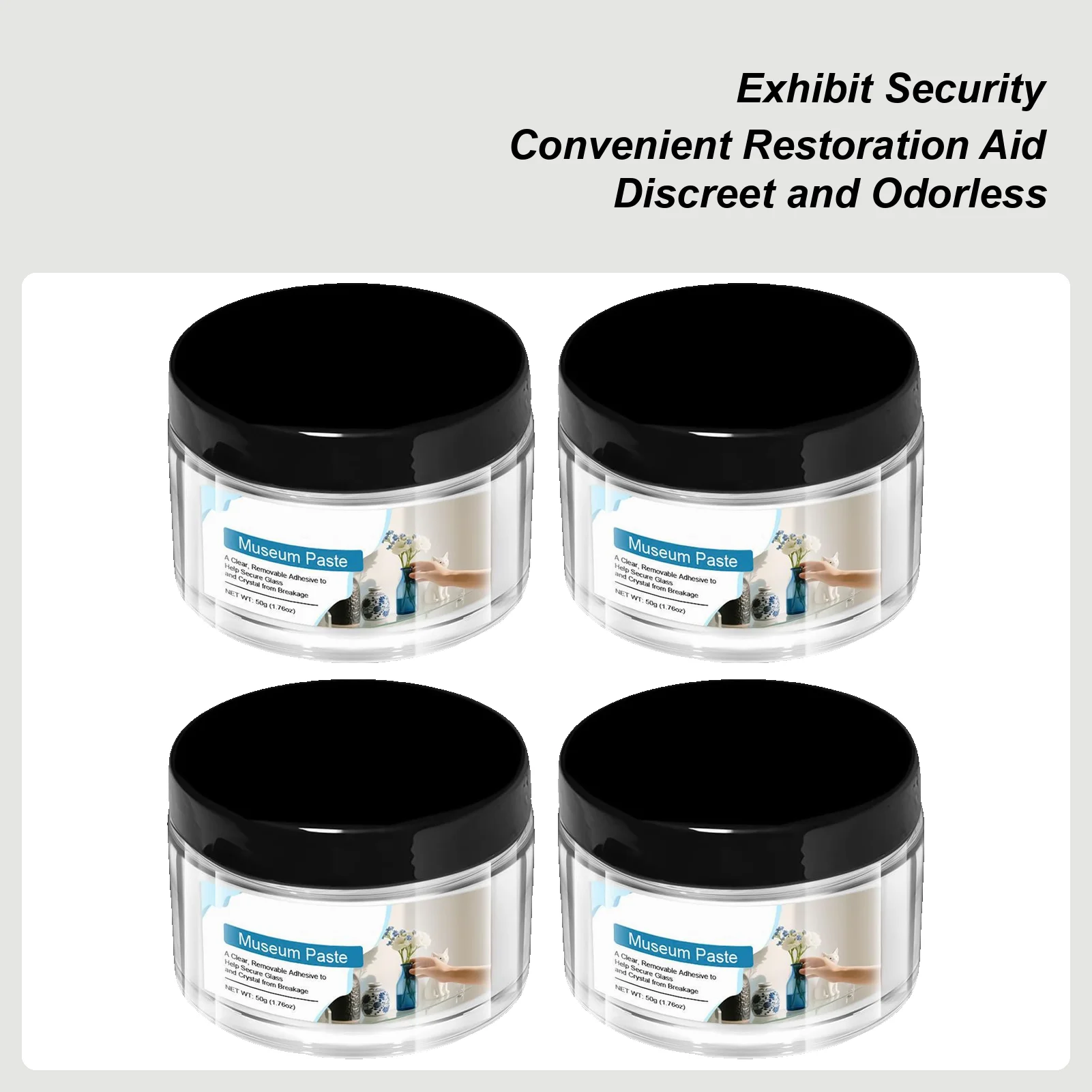 Museum Putty 50g Pasta Lepas Pakai Putty Pemasangan Transparan yang Dapat Digunakan Kembali untuk Mencegah Getaran pada Pameran Koleksi Keramik Balon