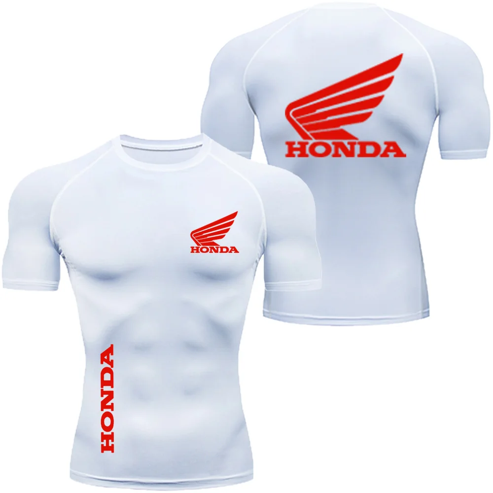 2026 الرجال الصيف هوندا الأحمر الجناح شعار مضغوط قميص الرجال الرياضة التجفيف السريع تي شيرت تنفس لممارسة الصالة الرياضية