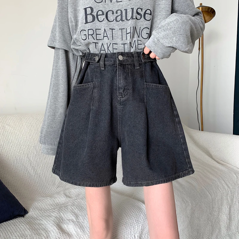 

High Waist A-Line Five-Quarter orts Women's Denim orts Spring Summer Trendy Loose plus Size Versatile Wide Leg Hot orts
