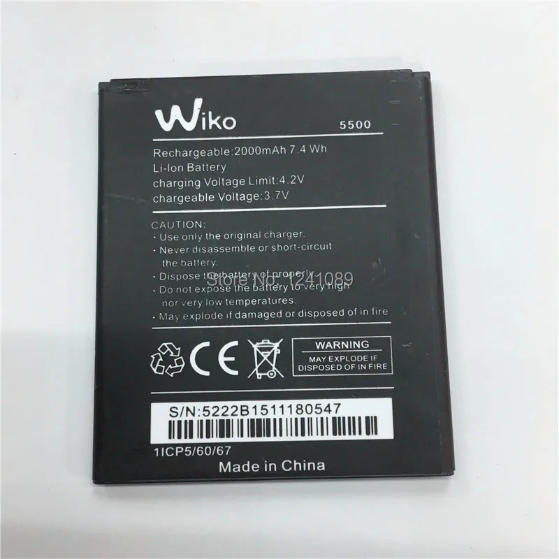 YCOOLY Mobile Phone Battery For Wiko 5500 Battery 2000mAh Long Standby Time  For Wiko 5500 Mobile Accessories