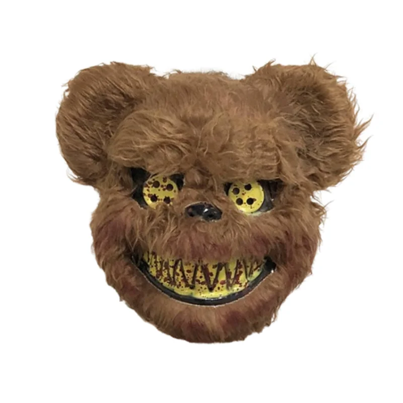 Bloody Plush Bear Mask Halloween Ghost Festival Mask Realistic Bloody Bear Headgear Performance Prop Halloween Horror Mask