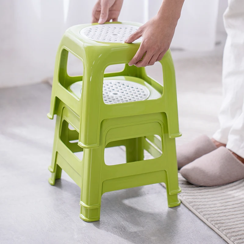 plastic stool Tea flower plastic stool, thickened small square stool, baby stool, children's stool, short stool, shoe stool