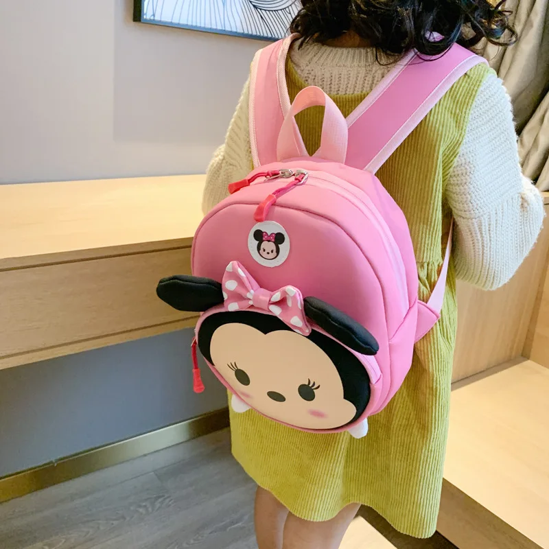 Disney Mickey Mouse Children's School Bag Kindergarten Boy Girls Backpack Minnie Cute Cartoon Bag Anime Figure Backpack Kid Gift