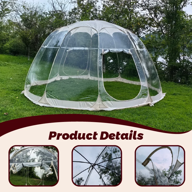 Large Space Clear Pop‑up Bubble Tent, Foldable Dome Shelter for Friend Parties, See‑Through Tent for Courtyard Outdoor Fun