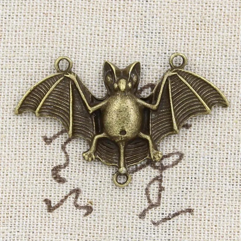 5pcs Charms Bat Vampire Dracula Link Connector 29x47mm Antique Bronze Silver Color Pendants DIY Making Findings Tibetan Jewelry