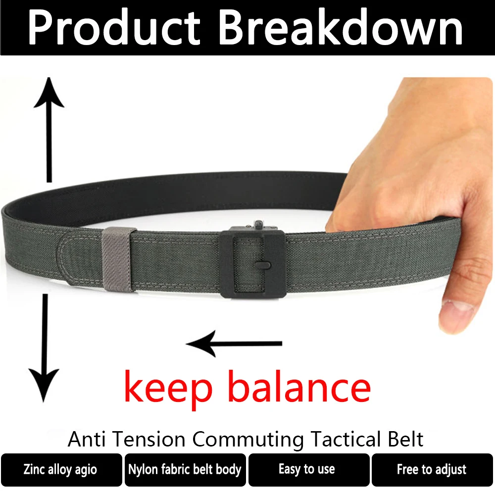 TUSHI New 130cm EDC Casual Belt Automatic Buckle Tactical Outdoor Belt for Men Thick Nylon Stiff Military Belt Rigid Girdle Male
