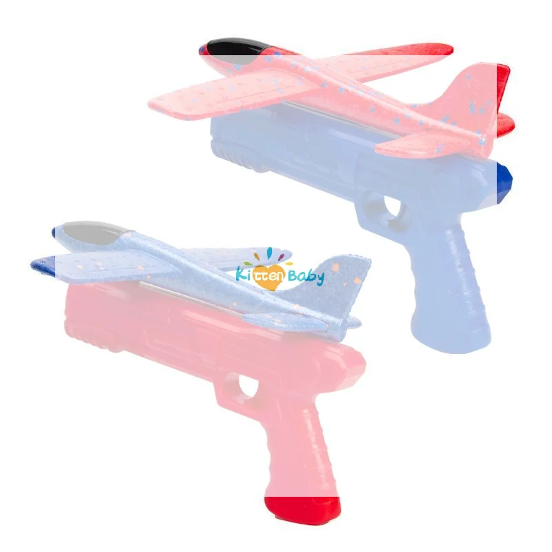 Airplane Launcher Toy Foam Glider Long Range Hand Throwing Plane Toys One Click Ejection For Kids Outdoor Play Games Foam