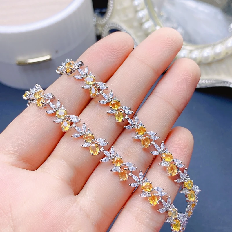 

Rare yellow sapphire 925 Sterling Silver women's bracelet precious gem