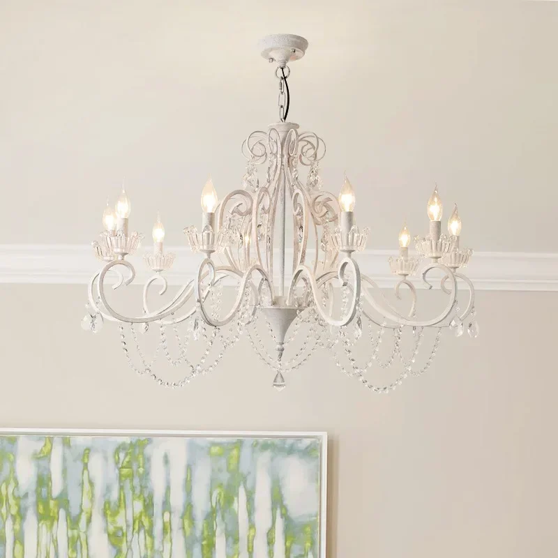 American Country Chandelier Simple Living Room Bedroom Dining Room Lights Retro White Cafe Clothing