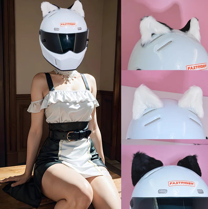 

Cat Ear Helmet Decoration Motorcycle Electric Car Female Rider Motorcycle Ski Helmet Plush Ears Detachable