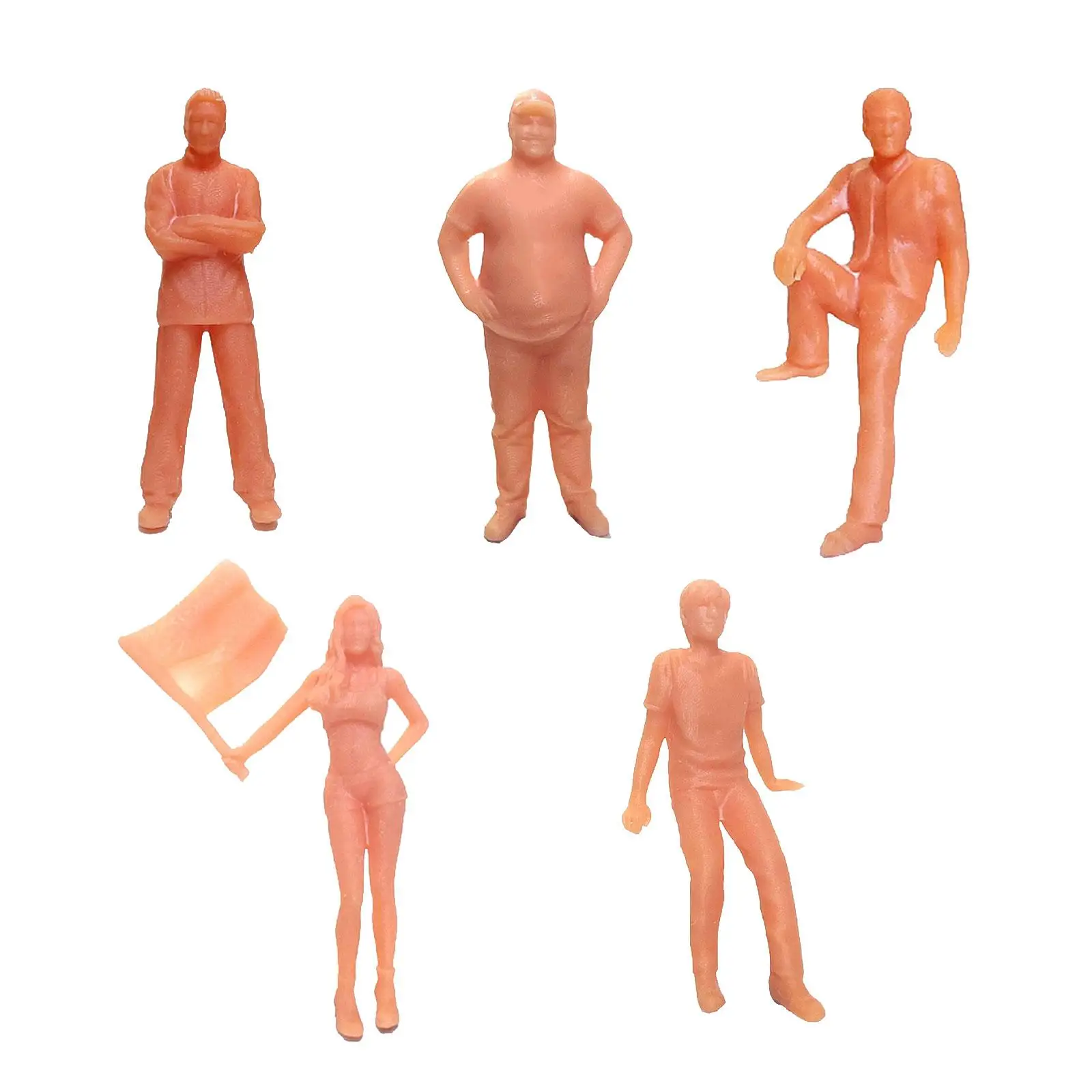 

5x 1/64 Scale People Figure Resin Unpainted Figures Miniature Model Figures for