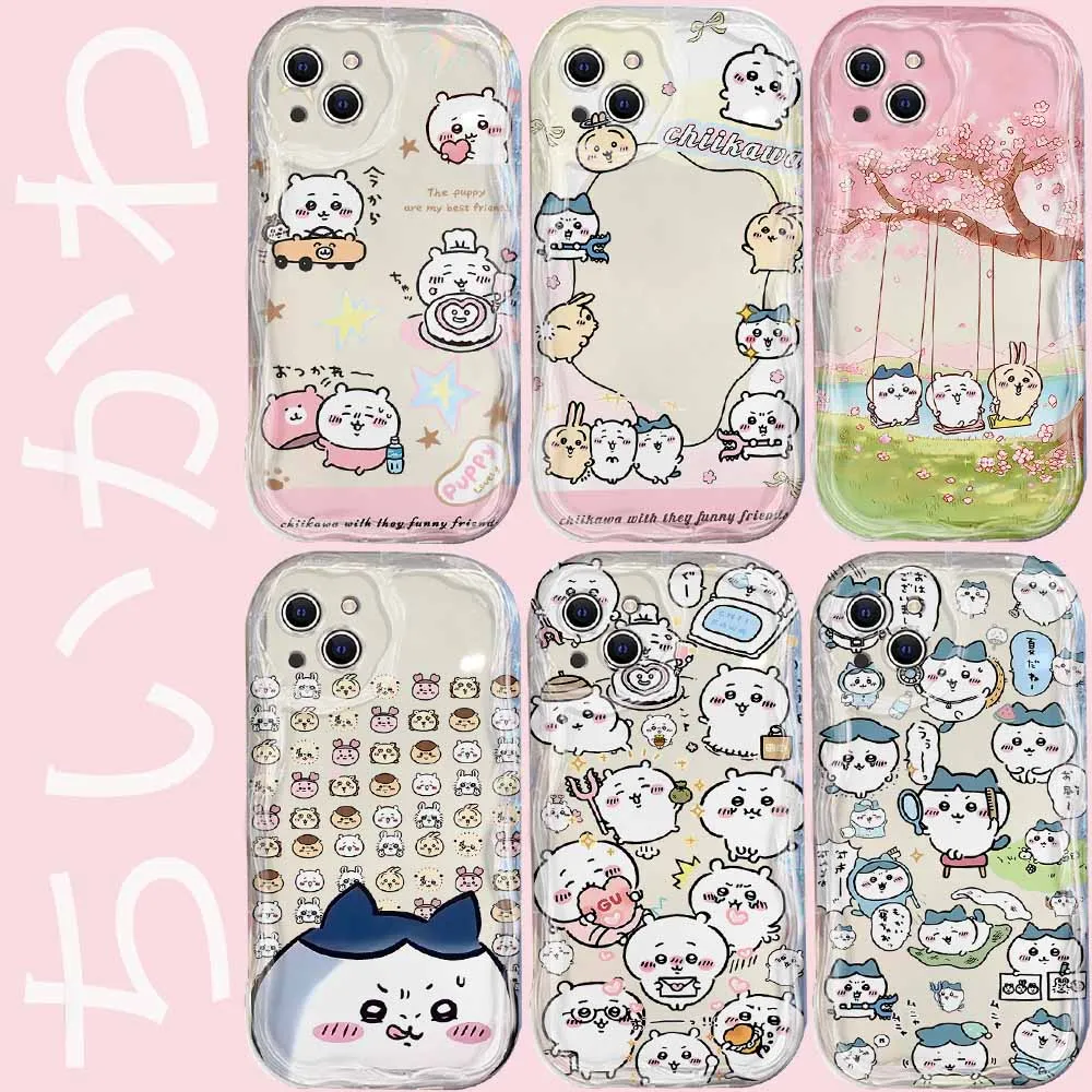 Kawaii Chiikawas 3D Wave Case for IPhone 15 14 13 12 11 Pro Max Mini X XR XSMAX 8 7 6S Plus Soft Silicone Cover