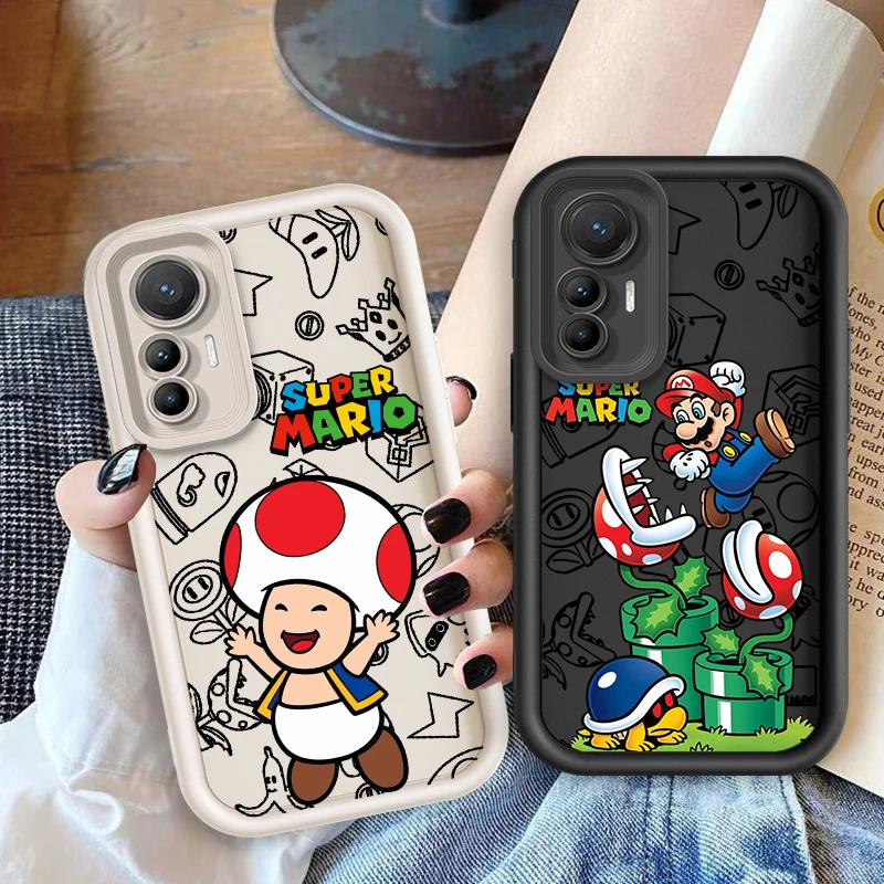 

S-Super M-Mario B-Bros For Xiaomi Mi 15 14 14T 13T 13 12 12S 12T 11i 11X 9T Pro Lite 5G Eye Ladder Soft TPU Phone Case Back