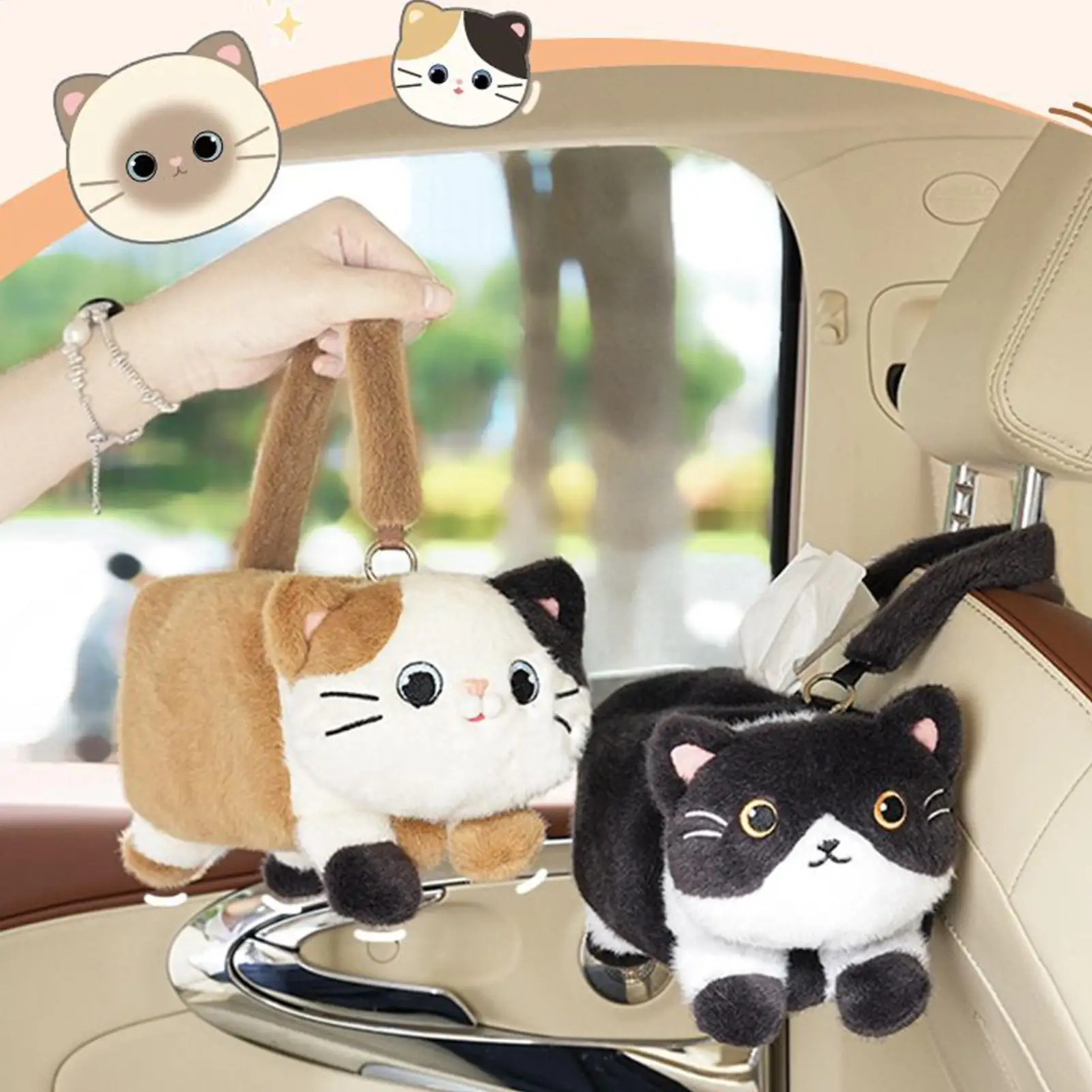 Cat Car Tissue Box Car Seatback Napkin Tissue Dispenser Holder Hanging Car Storage Organizer for Road Trip Truck Sedan RV Auto - view 6