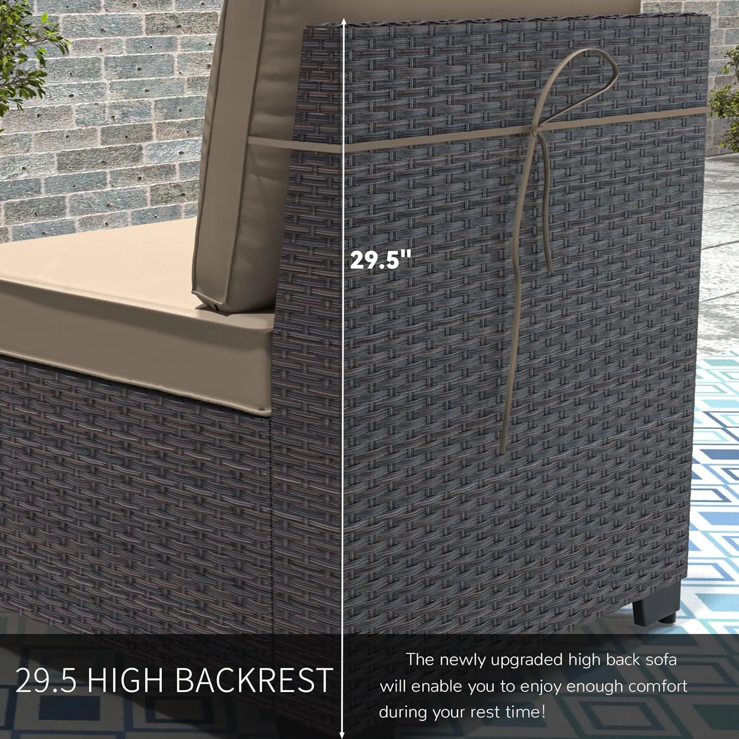 Outdoor PE Rattan Móveis De Vime Conjunto com Almofada, Pátio Conversa Set, 6 PCs, 7 PCs