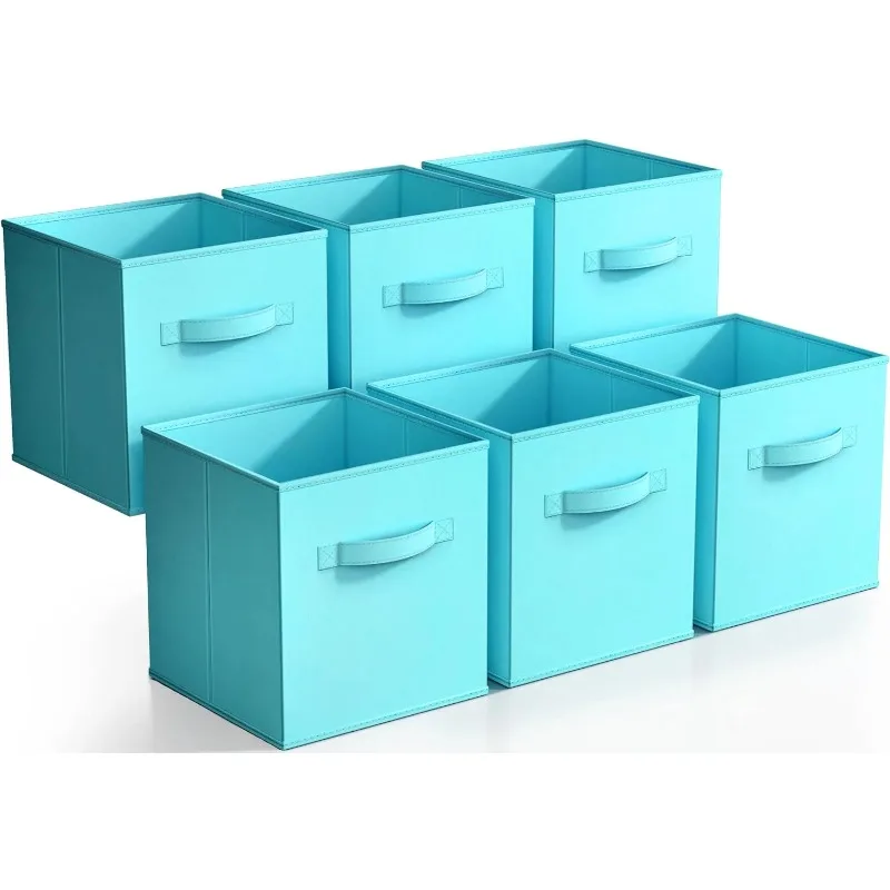 

Cube Storage Bins - Aqua Blue Collapsible Basket Set (6 Pack)