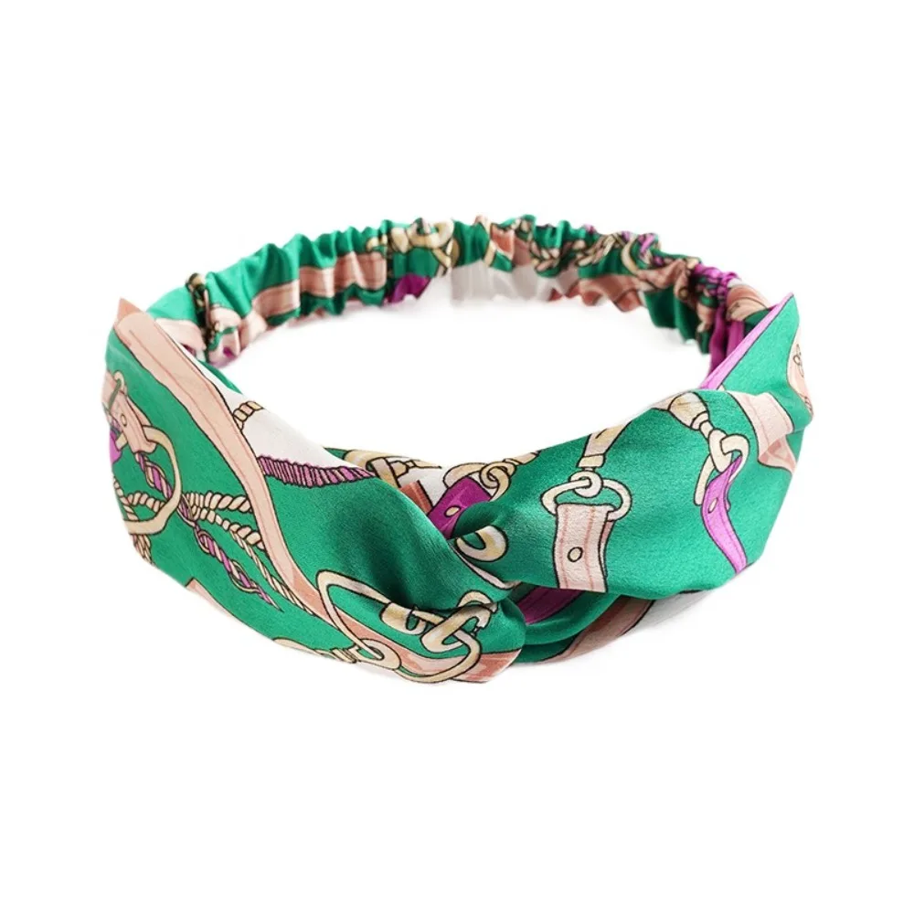 Diadema europea y americana de nuevo estilo, diadema con estampado bohemio, diadema elástica de algodón para mujer, maquillaje