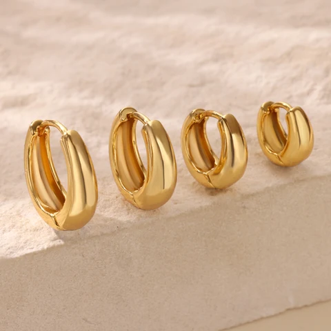 Chunky Gold Color Hoop Earrings