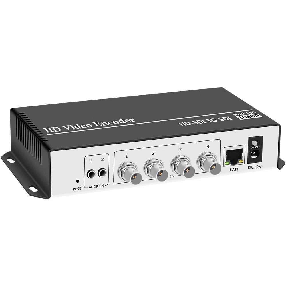 4 Channels HEVC H.264 H.265 SD HD 3G SDI to IP Live Video Streaming Encoder Converter with RTMPS HTTP RTSP RTMP UDP ONVIF HLS