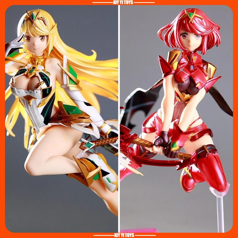 27cm xenoblade crônicas 2 pyra e mitra jogo menina figura modelo estátua meninos coleção decoração de mesa ornamento brinquedos presentes