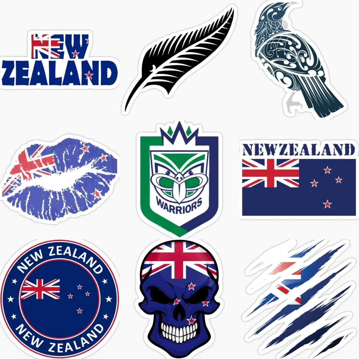 

New Zealand Flag Emblem Kiwi Totem Skull Stickers Vinyl Laptop Motorcycle Car Truck Helmet Camper Off-road Wall Decal Assecories