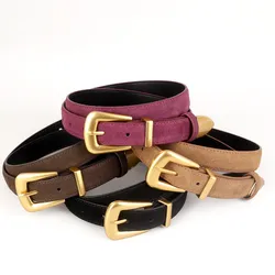 Women's Fashion Faux Suede Genuine Leather Corset Female Cummerbund Coat Waistband Dress Decration Narrow Belt J714