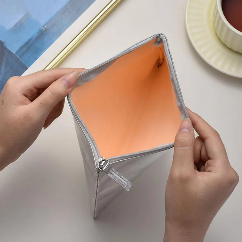 Korean Style Small Item Bag Solid Color Coin Purse Zipper Coin Purse Outdoor Silver PU Cosmetic Bag Retro Coin Purse Wallet