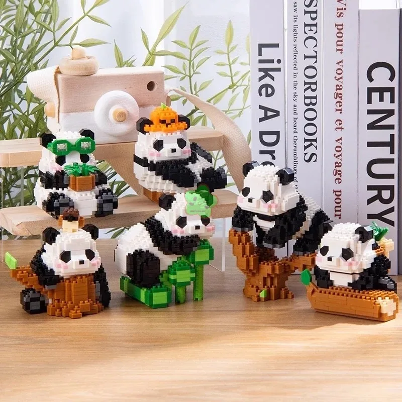 Stile cinese animale Panda Building Block simpatici giocattoli educativi modello creativo fai da te Assemable Animal Kids decorazione del Desktop regalo