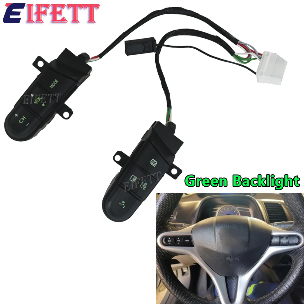 Button With Green Backlight 36770-SNA-D12 Steering Wheel Button Switch For Fit 09-14 City 06-11 Civic For Honda 08-13