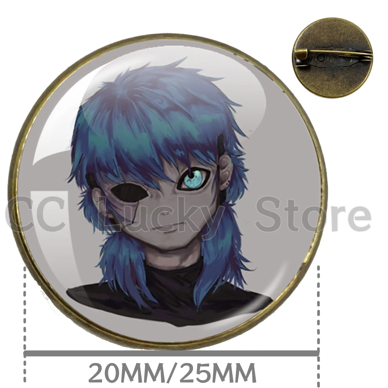 Round Glass 20MM/25MM Brooch Sally Face Brooch Horror Suspense Puzzle Game Sal Fisher Badge Pins Jewelry Gift Accessories
