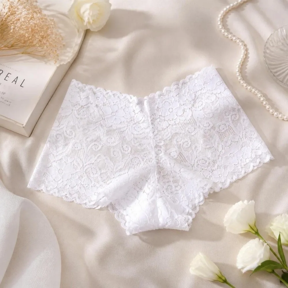 Underpants Low Waist Lace Underwear Hollowed Out Lingerie Mesh Briefs Thin Transparent Women Panties Plus Size