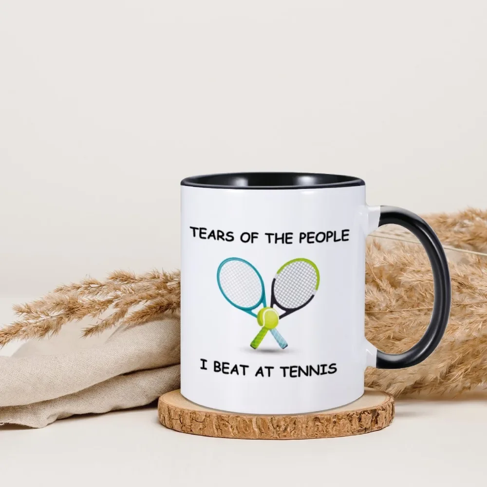 Funny Coffee Mug Tears Of The People I Beat At Tennis Mugs Creative Novelty Birthday Gift for Tennis Sports Lovers Milk Tea Cups