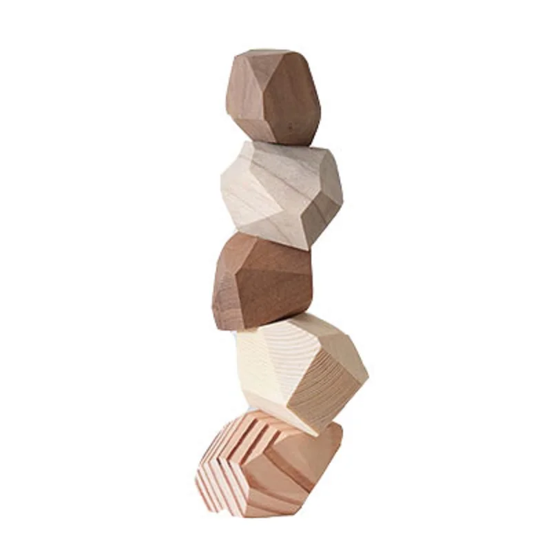 Yizhi Decompression Building Block Balance Stone Nordic Style Desktop Log Handmade Decorative Ornaments