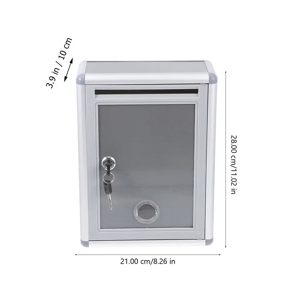 2Pcs Metal Suggestion Box Aluminum Alloy Wall Mounted Lockable Ballot Mailbox for Office Fundraising Tips Donations Employee