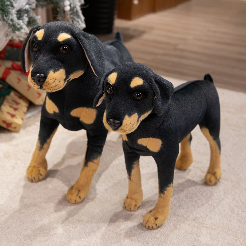 25-60CM Lifelike Standing Black Dog Plush Toys Soft Stuffed Animal Doll Simulation Puppy Dog Accompany Doll For Birthday Gifts