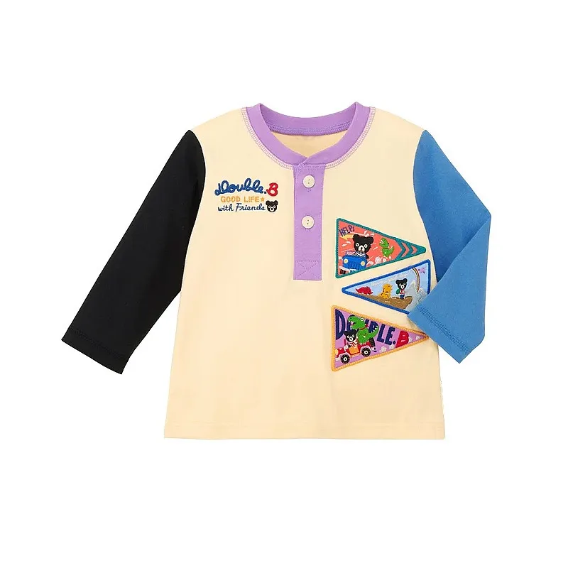 Autumn Kids Long Sleeved T-shirt Boys T-Shirts Bottom Shirt Cartoon Bear Triangle Flag Baby Boy Tops  Baby Clothes Boy Tees