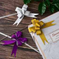 10PCS Gift Ribbons Flower Wrappers For Wedding Birthday Party Decor Glittering Pull Bow Knot Ribbon Strings for Gift Wrapping