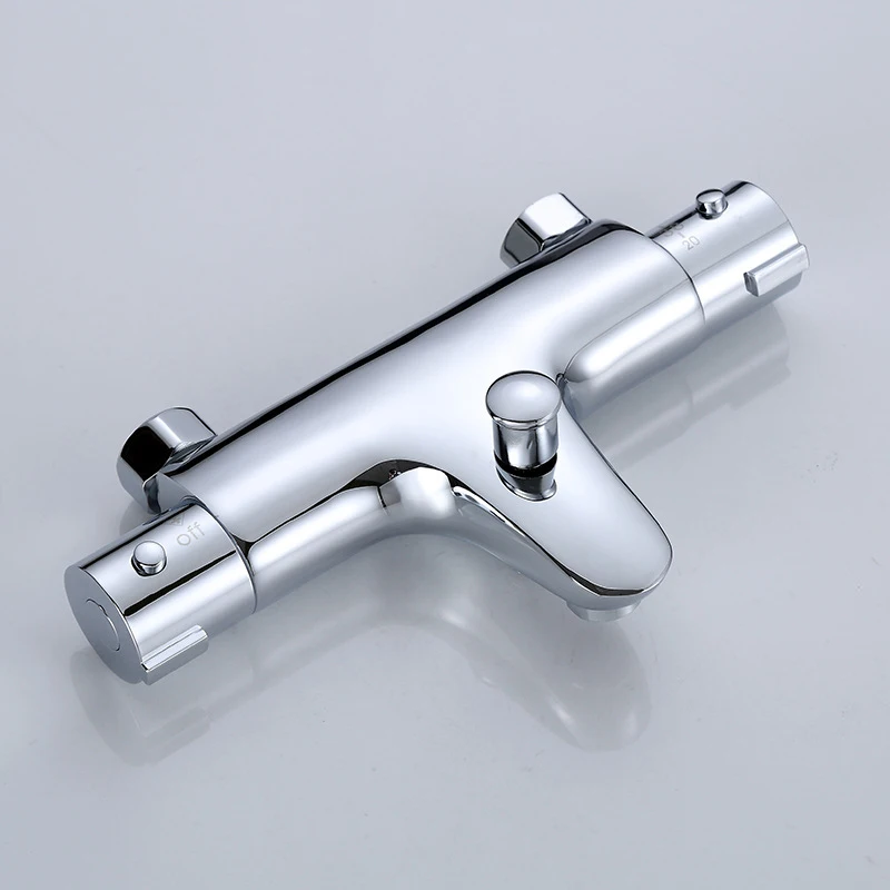 Professional Thermostatic Bathroom Mixer, Brass Chrome Wall Mounted Shower Faucet with Temperature Control for Tub