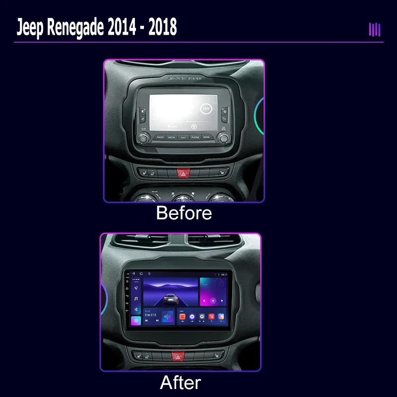roadivox Android Car Radio for Jeep Renegade 2014 - 2018 GPS Navigation Video Stereo Screen Multimedia Player Recorder Carplay